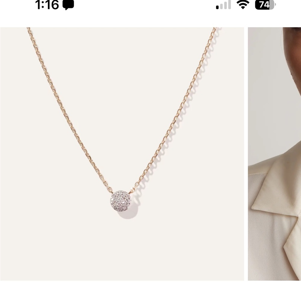 16 inch Pave Diamond Disc Necklace